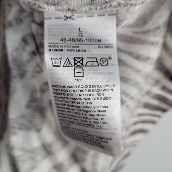 Banana Republic linen short sleeve zebra print wrap top size L gray white career - Picture 5 of 8